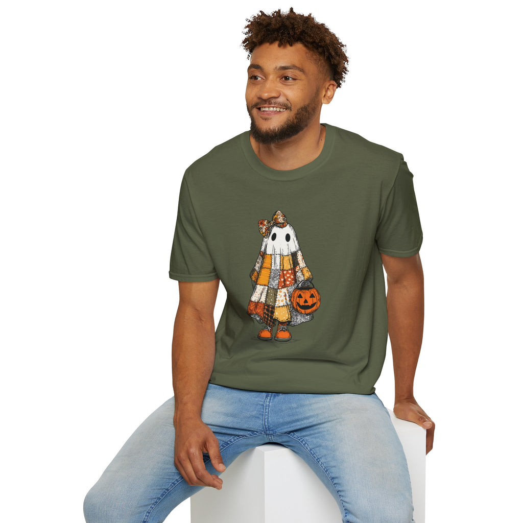 Ghost Softstyle T-Shirt with Patchwork Quilt Design