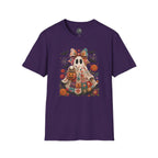 Patchwork Floral Ghost Halloween Shirt | Quilted Boho Ghost with Pumpkin and Bats