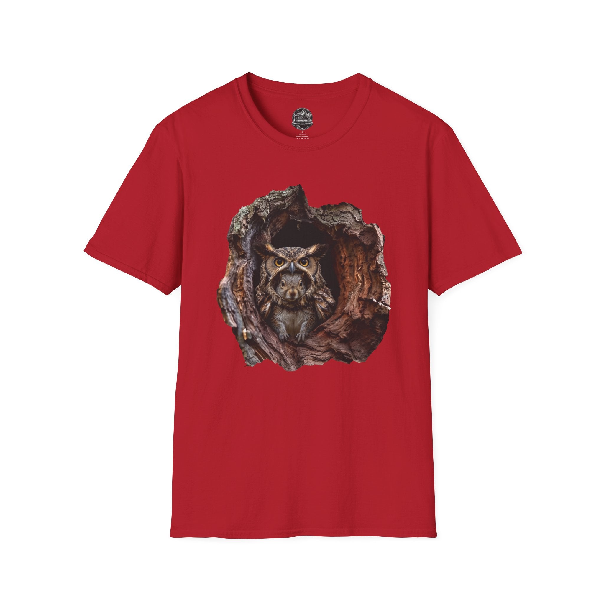 Squirrel in Owl Disguise T-Shirt — "Prey Wearing Its Predator"