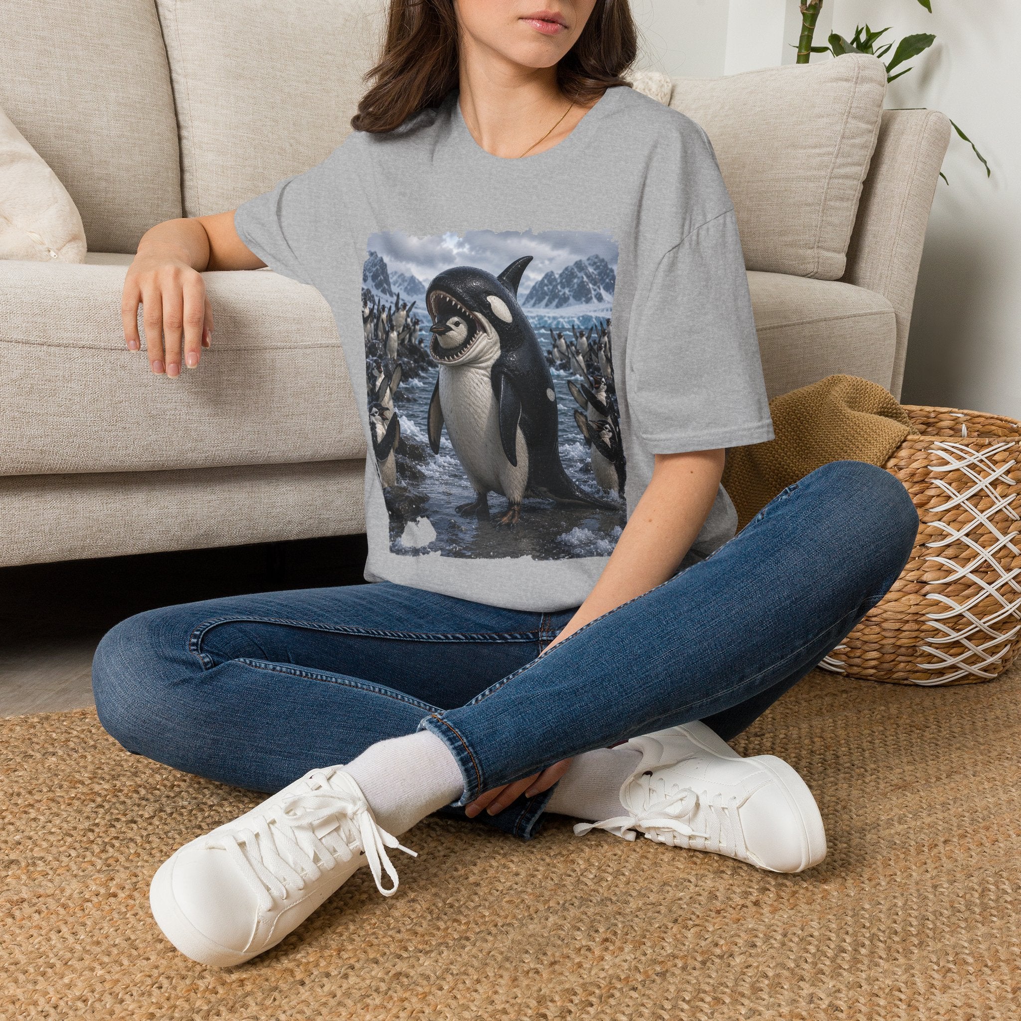 Orca & Penguin Graphic T‑Shirt — Cute Antarctic Wildlife Tee