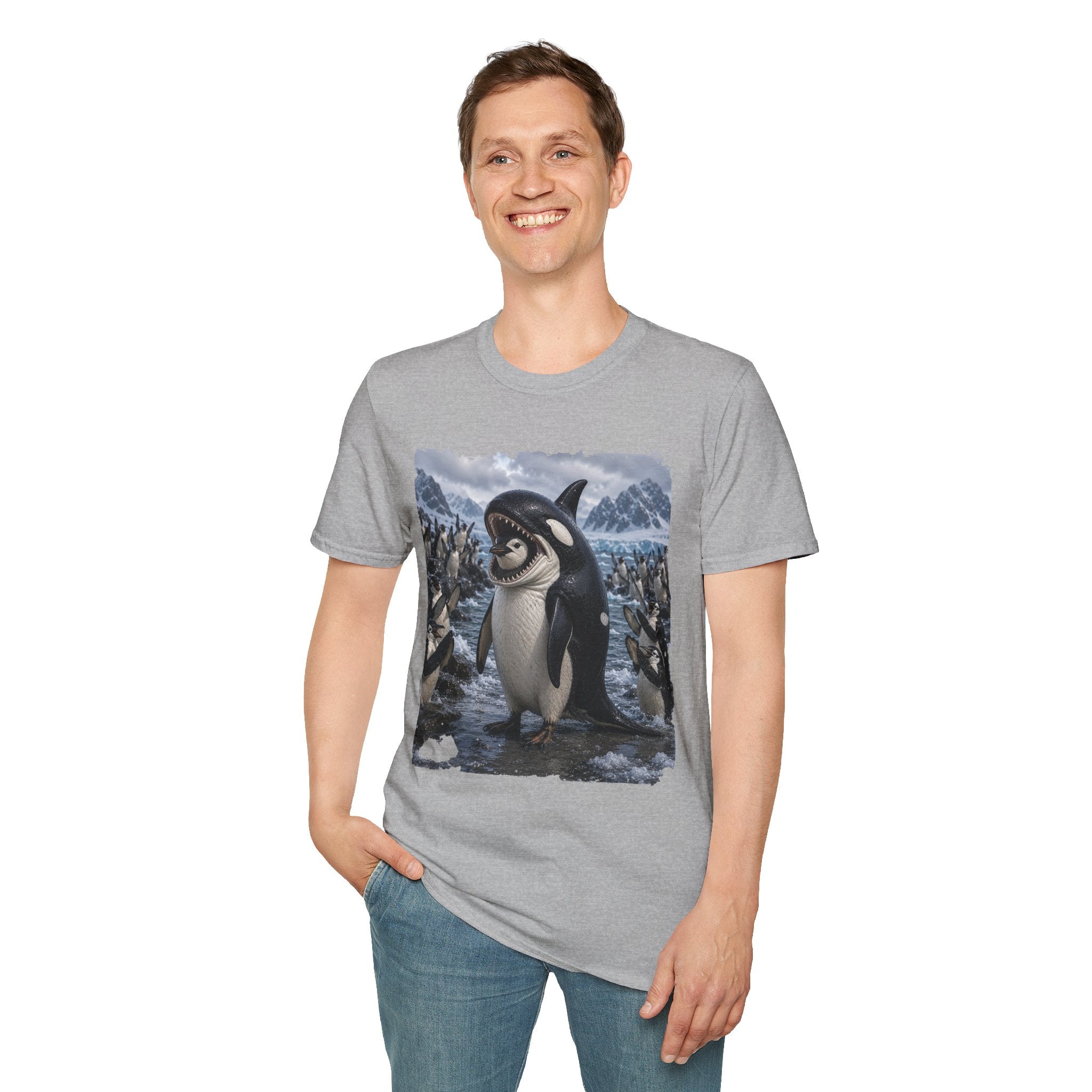 Orca & Penguin Graphic T‑Shirt — Cute Antarctic Wildlife Tee