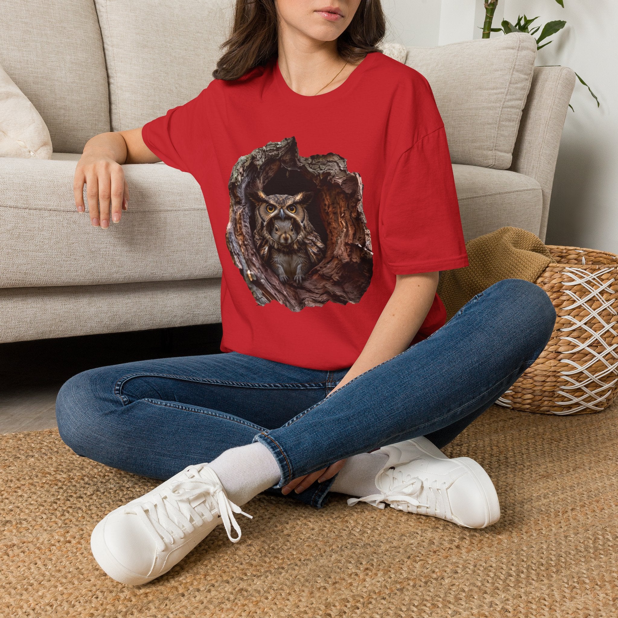 Squirrel in Owl Disguise T-Shirt — "Prey Wearing Its Predator"