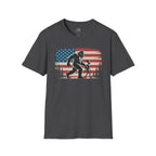 Bigfoot & Alien Patriotic T-Shirt — Distressed Flag Cryptid Design