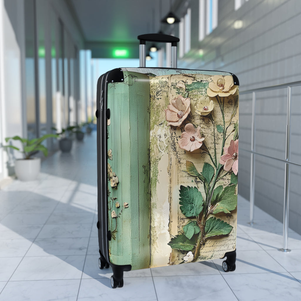 Floral Blue Bloom Suitcase – Luggage Cover with Large 3D Flower Design