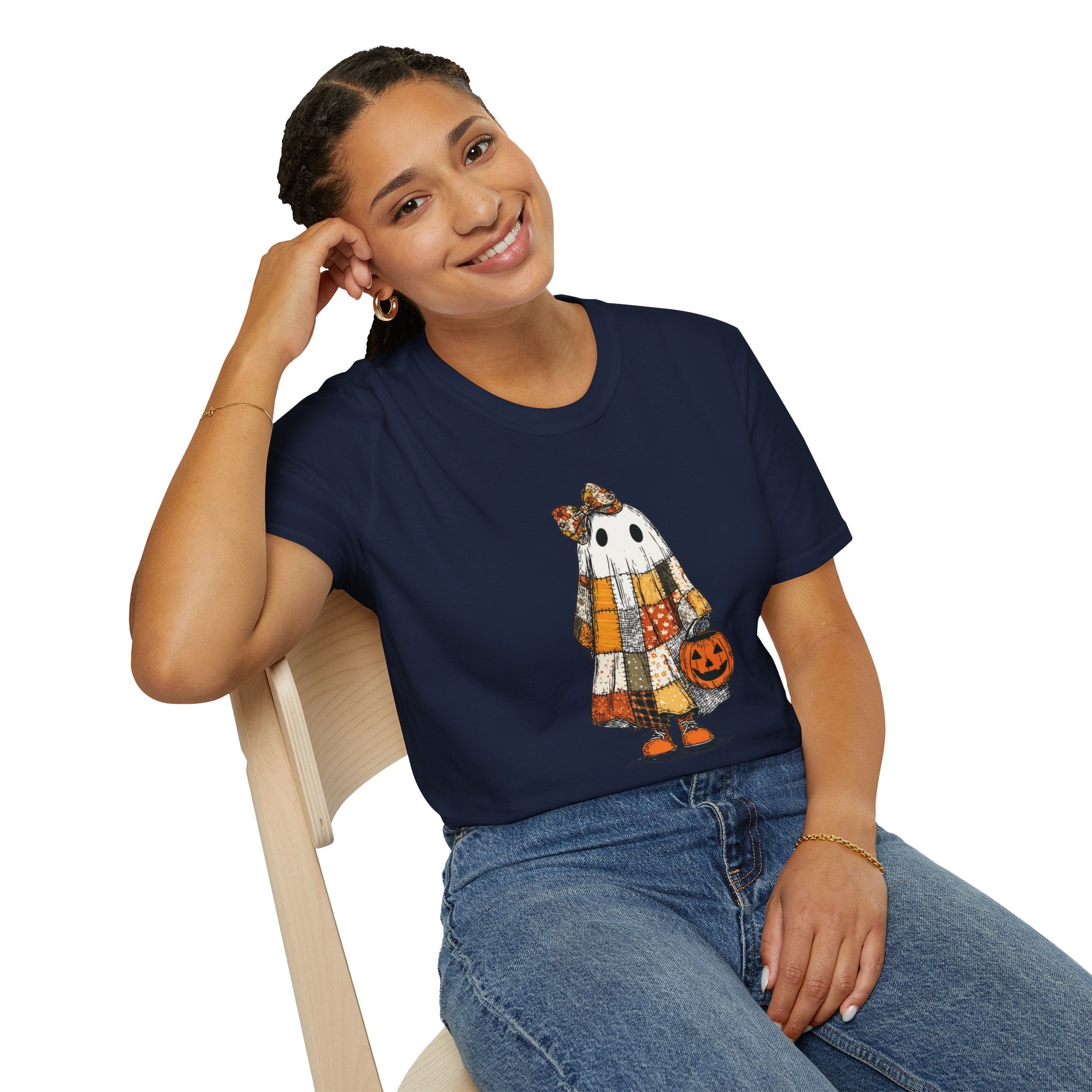Ghost Softstyle T-Shirt with Patchwork Quilt Design