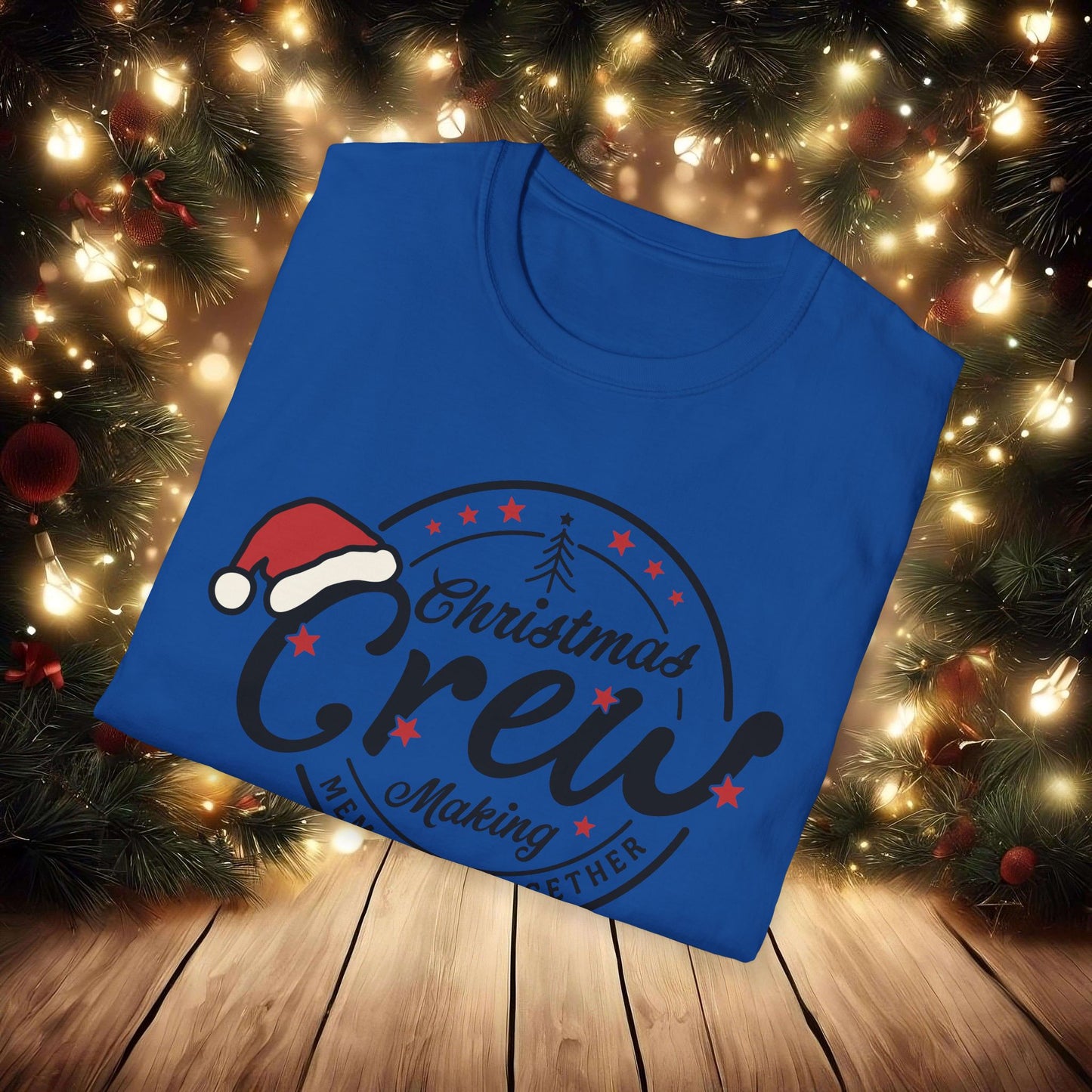 Christmas Crew Unisex T-Shirt | Making Memories Together and Santa Hat Design (Black Text)