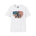 Bigfoot & Alien Patriotic T-Shirt — Distressed Flag Cryptid Design