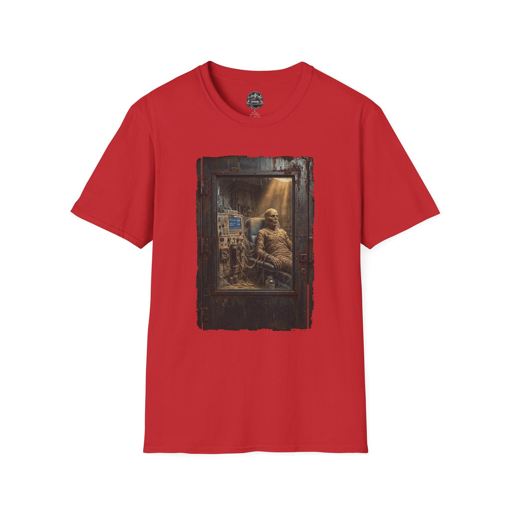 Horror Mummy Room Graphic T‑Shirt — Vintage Creepy Museum Scene Tee