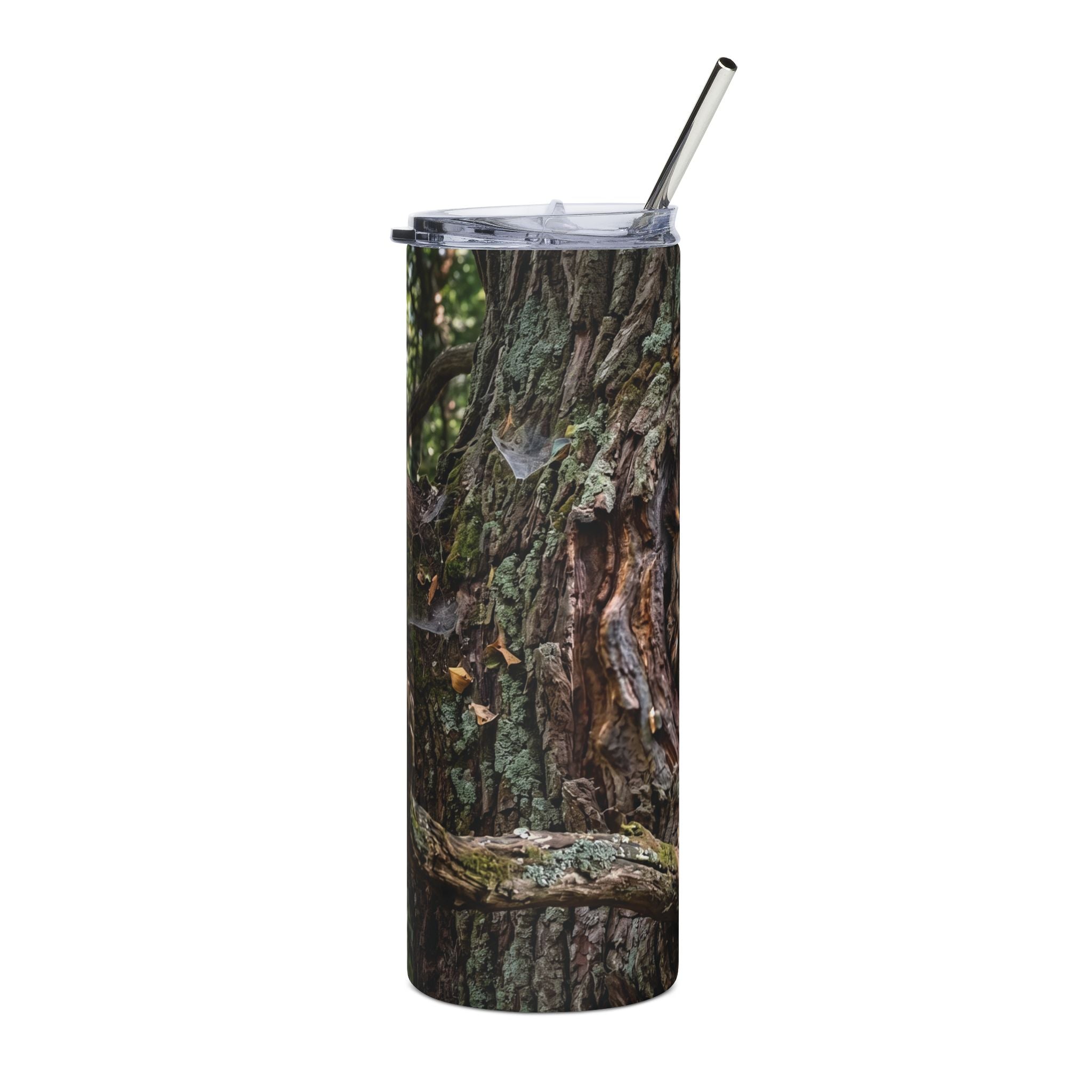 20oz Owl-in-Tree Stainless Steel Tumbler — Insulated Wildlife Travel Cup