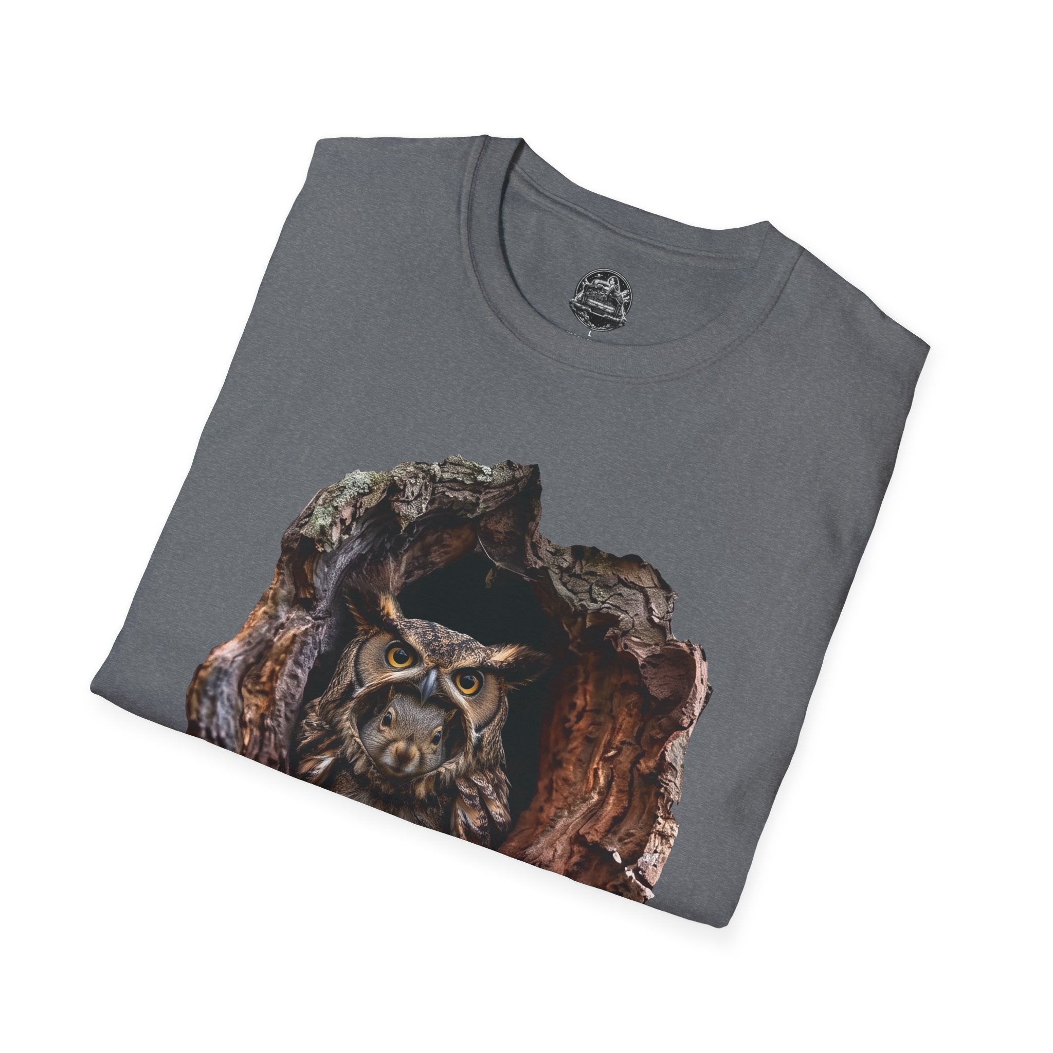 Squirrel in Owl Disguise T-Shirt — "Prey Wearing Its Predator"