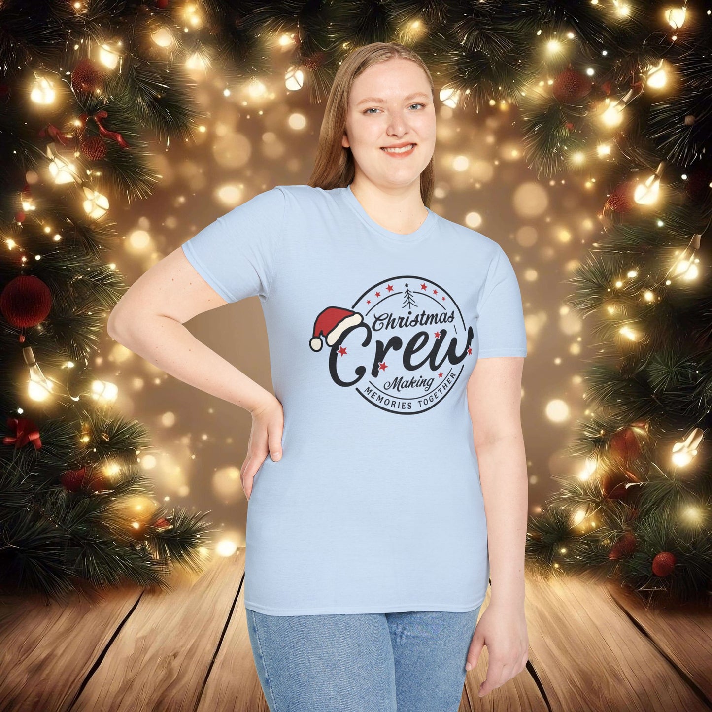 Christmas Crew Unisex T-Shirt | Making Memories Together and Santa Hat Design (Black Text)