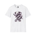 Cute Elephant on Bicycle T-Shirt — Whimsical Vintage Baby Elephant Graphic Tee