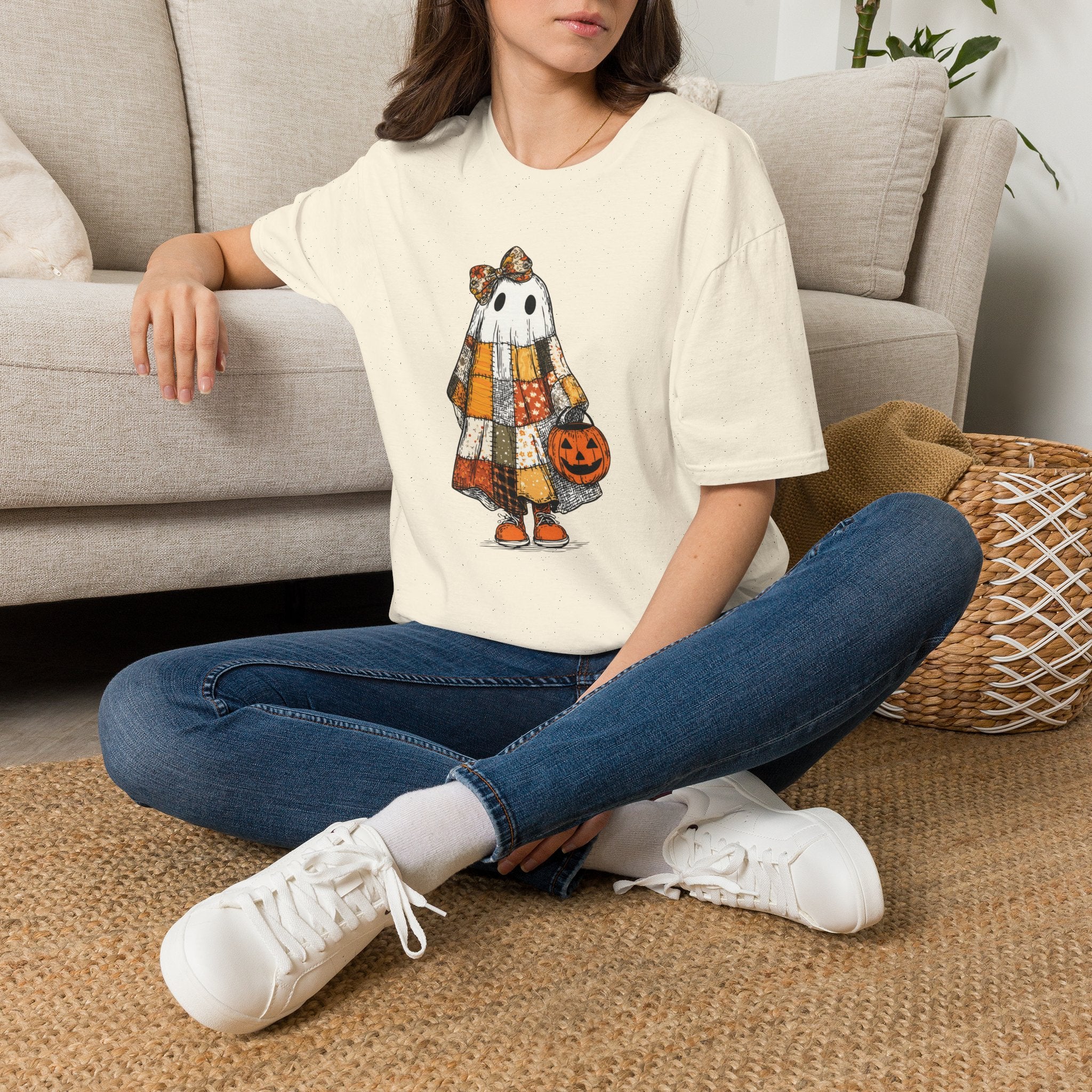 Ghost Softstyle T-Shirt with Patchwork Quilt Design