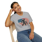 Bigfoot & Alien Patriotic T-Shirt — Distressed Flag Cryptid Design