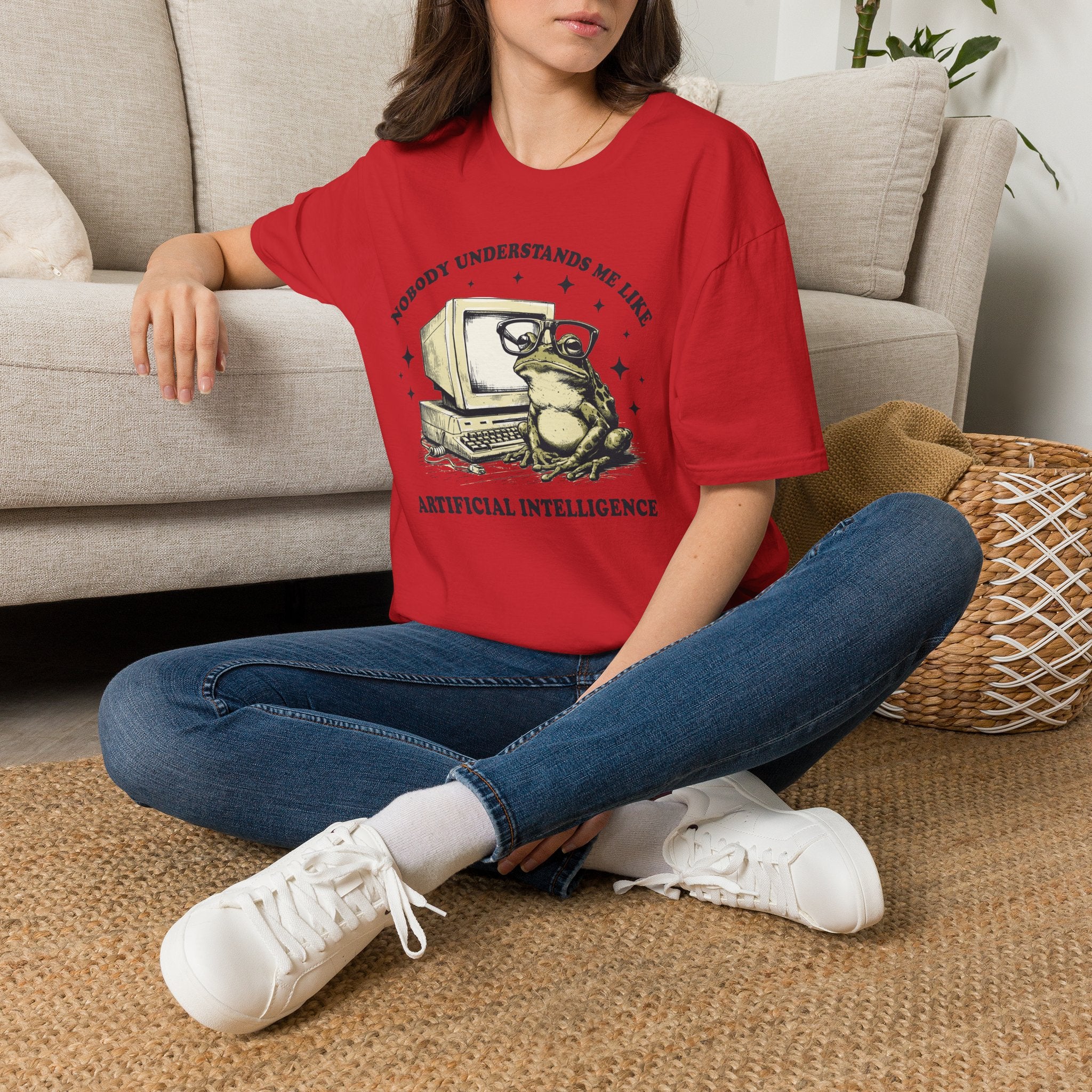 T-Shirt — 'Nobody Understands Me Like Artificial Intelligence' Retro Frog Graphic Tee