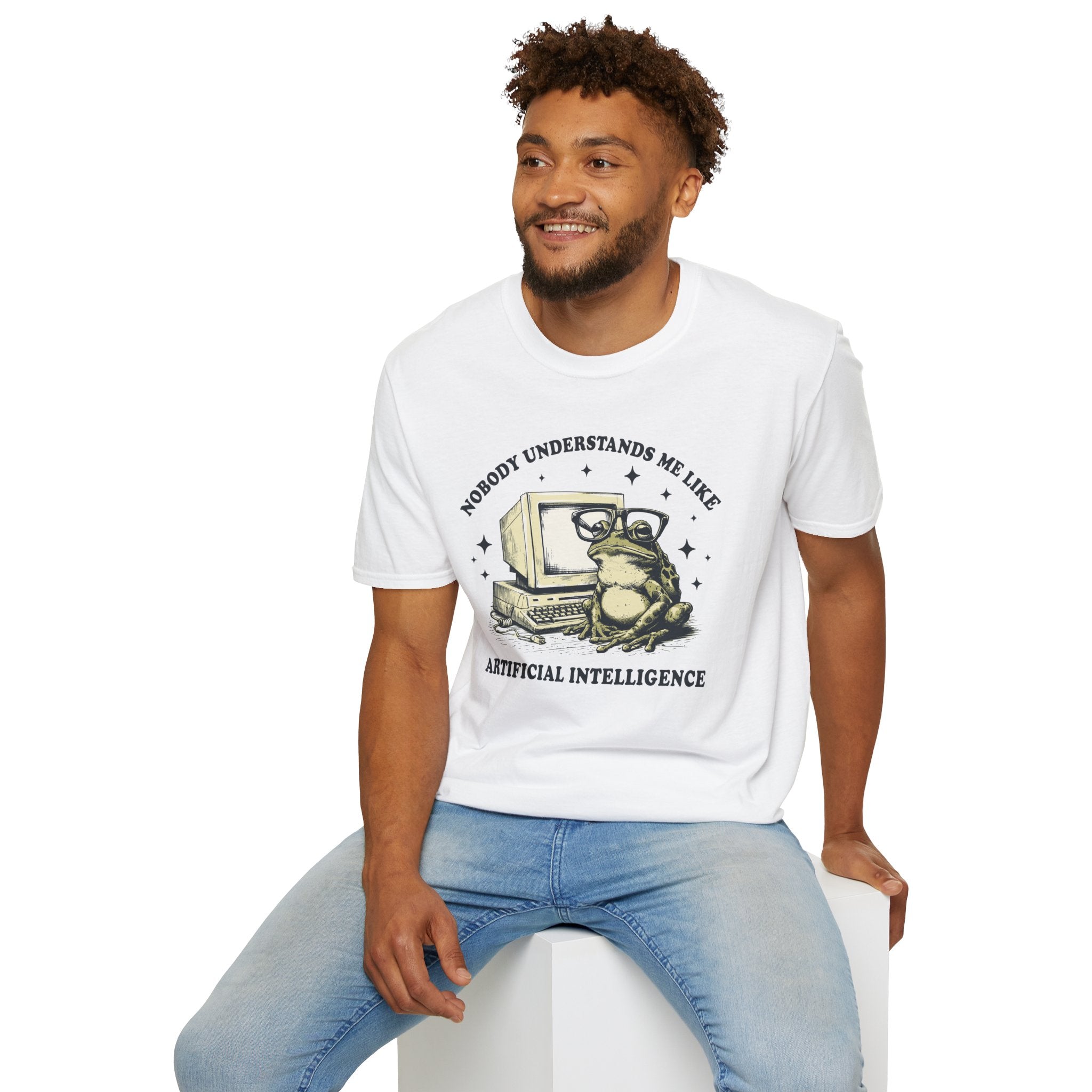 T-Shirt — 'Nobody Understands Me Like Artificial Intelligence' Retro Frog Graphic Tee