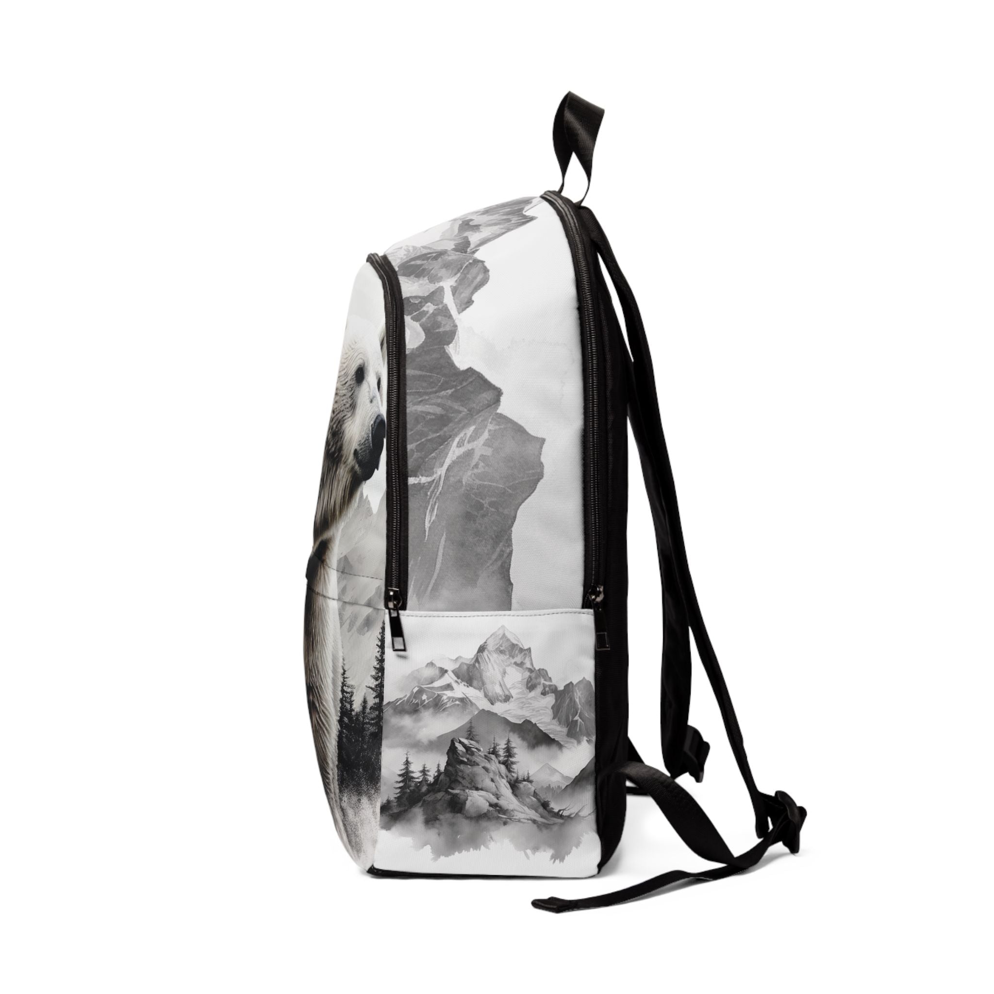 Grizzly Bear Wilderness Backpack — Monochrome Mountain & Forest Adventure Pack