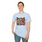 Halloween Pumpkin Crew T-Shirt — Leopard & Buffalo Plaid Spooky Friends