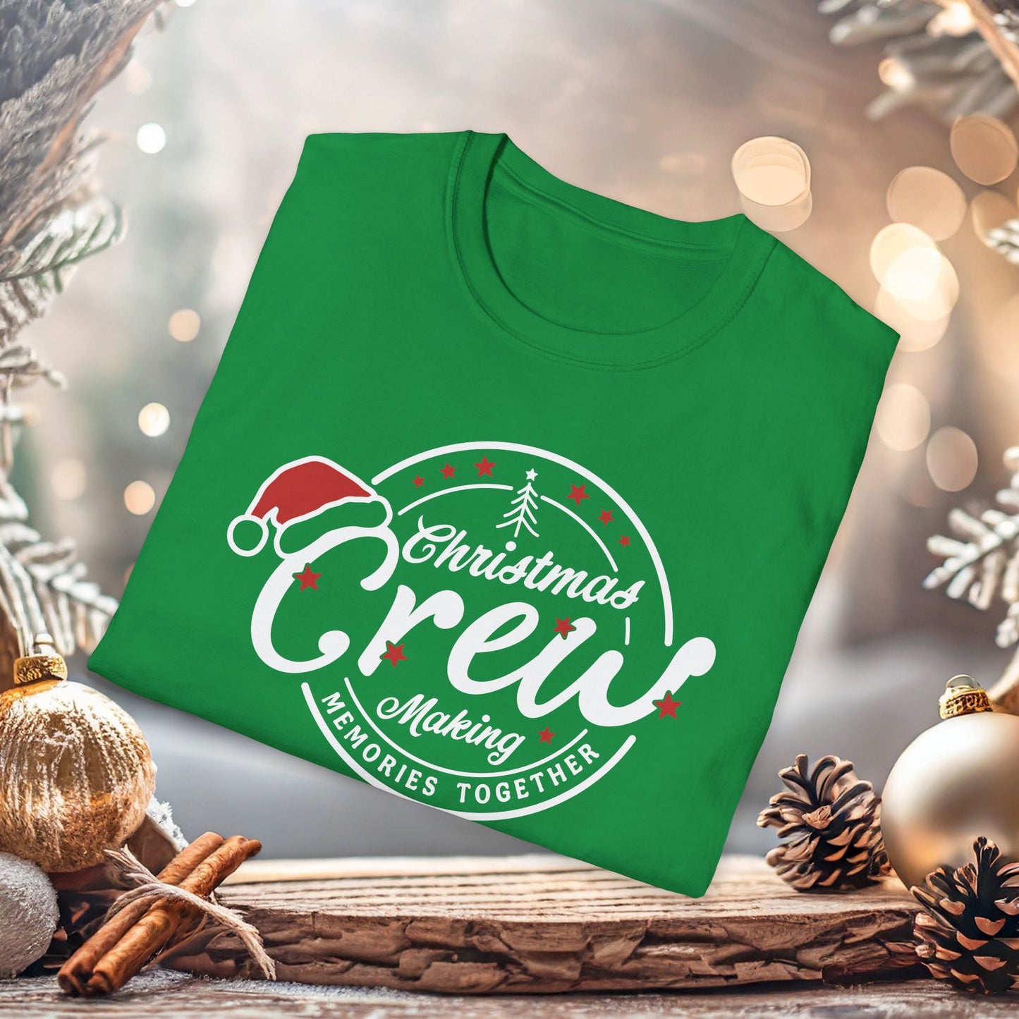 Christmas Crew Unisex T-Shirt | Making Memories Together and Santa Hat Design