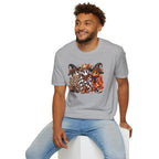 Halloween Pumpkin Crew T-Shirt — Leopard & Buffalo Plaid Spooky Friends