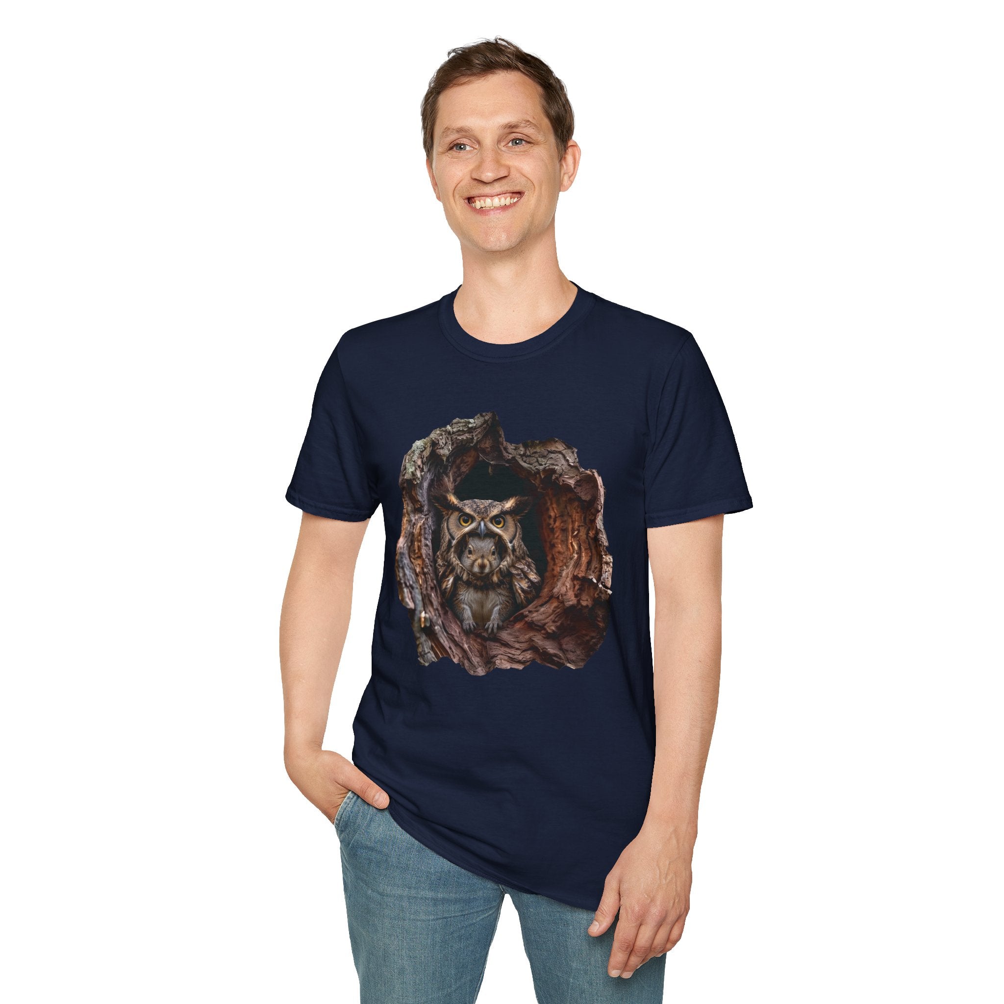 Squirrel in Owl Disguise T-Shirt — "Prey Wearing Its Predator"