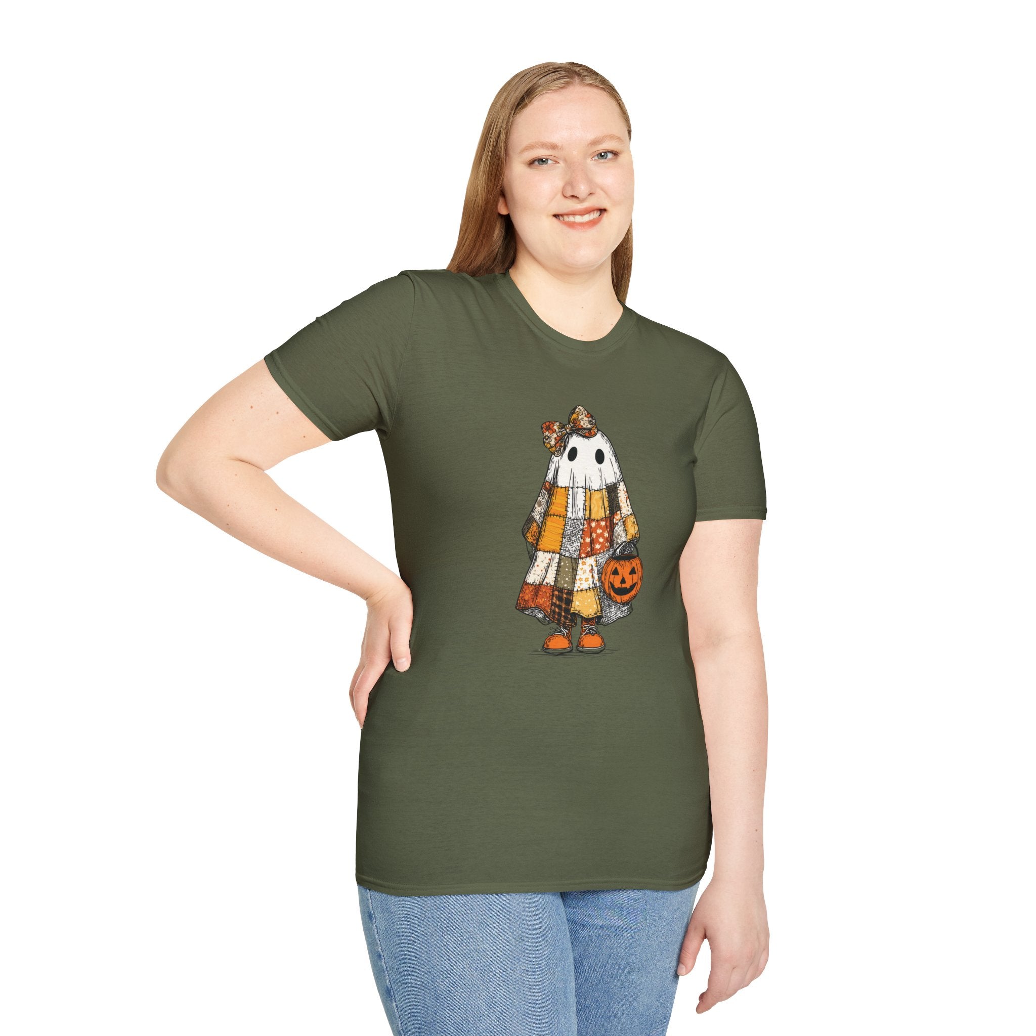 Ghost Softstyle T-Shirt with Patchwork Quilt Design