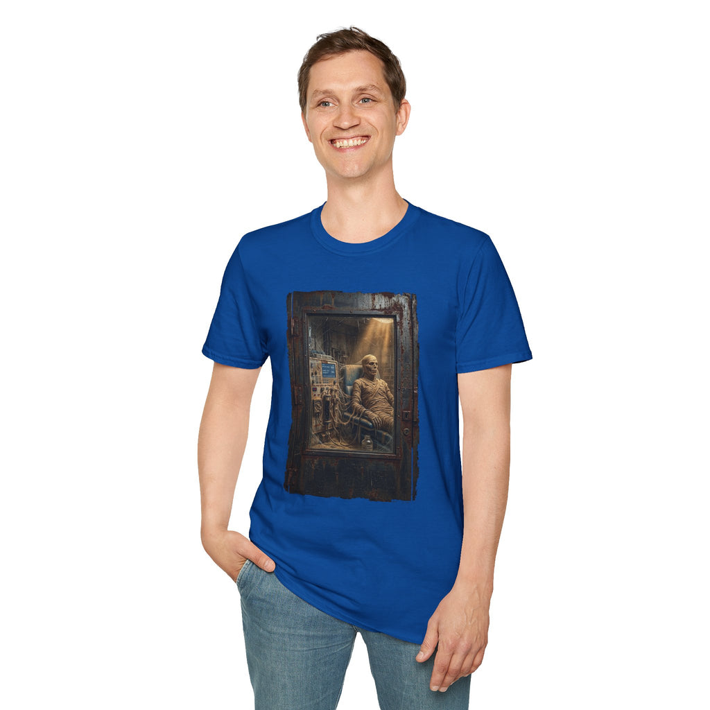 Horror Mummy Room Graphic T‑Shirt — Vintage Creepy Museum Scene Tee