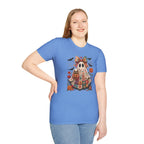 Patchwork Floral Ghost Halloween Shirt | Quilted Boho Ghost with Pumpkin and Bats