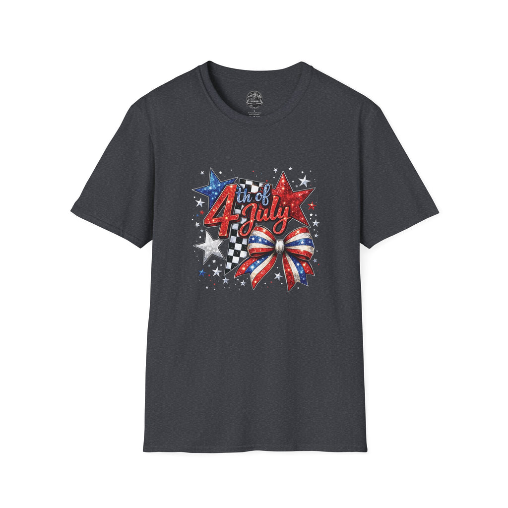 4th of July Patriotic T-Shirt – Red White Blue Stars & Bow Design