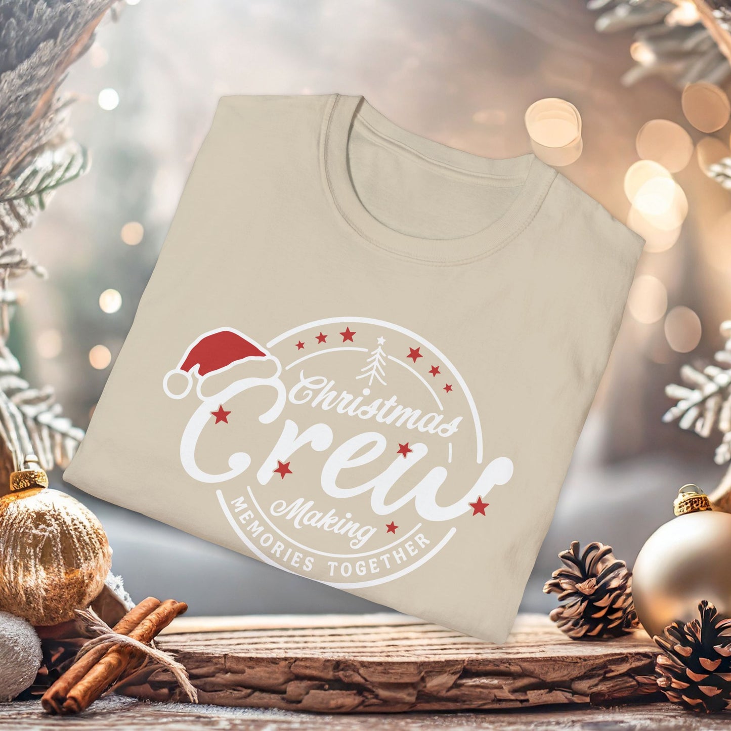 Christmas Crew Unisex T-Shirt | Making Memories Together and Santa Hat Design