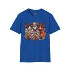 Halloween Pumpkin Crew T-Shirt — Leopard & Buffalo Plaid Spooky Friends