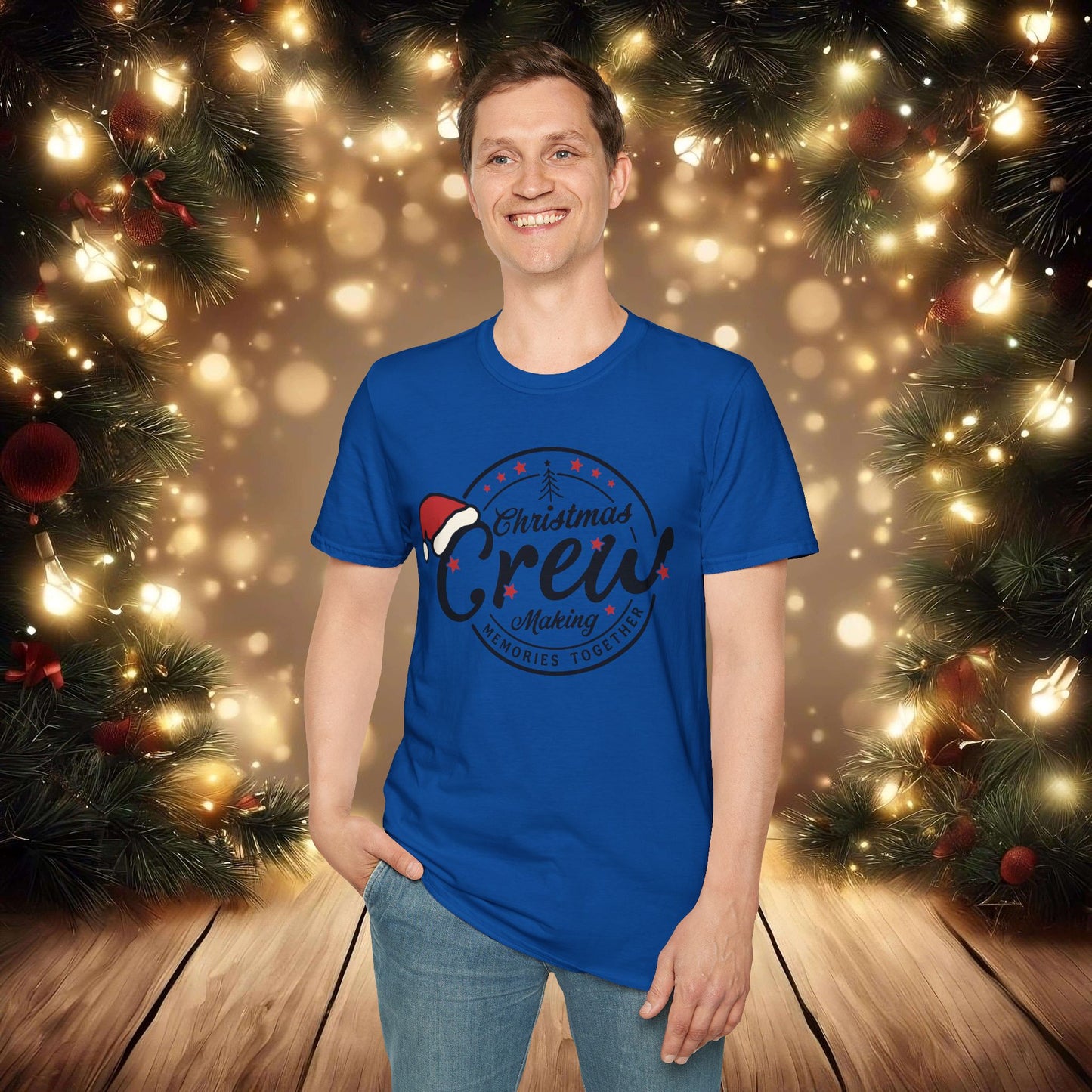 Christmas Crew Unisex T-Shirt | Making Memories Together and Santa Hat Design (Black Text)