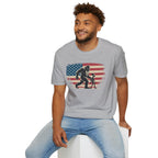 Bigfoot & Alien Patriotic T-Shirt — Distressed Flag Cryptid Design