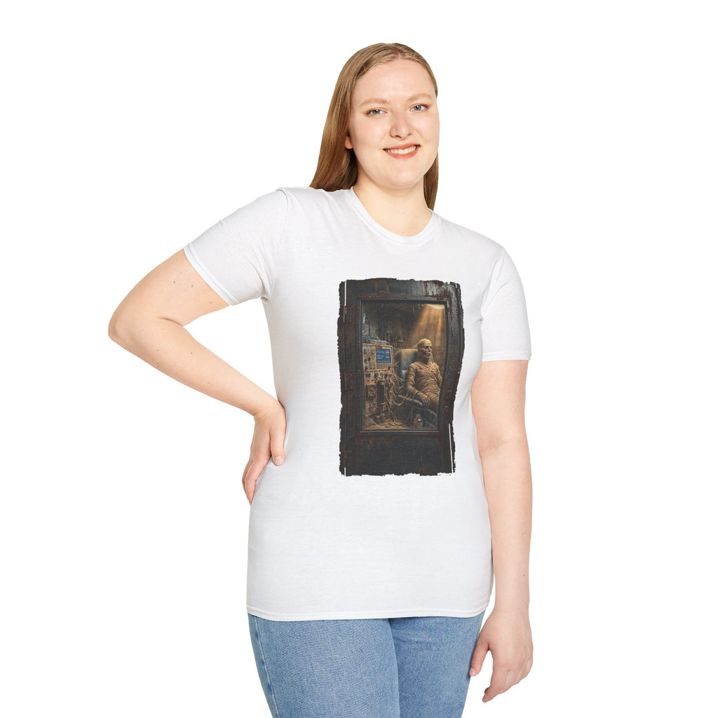 Horror Mummy Room Graphic T‑Shirt — Vintage Creepy Museum Scene Tee