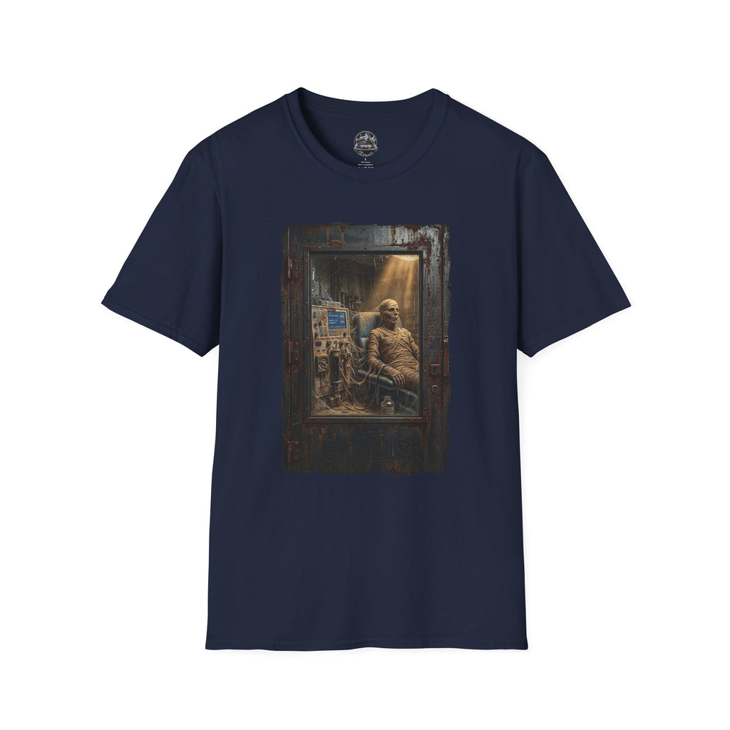 Horror Mummy Room Graphic T‑Shirt — Vintage Creepy Museum Scene Tee