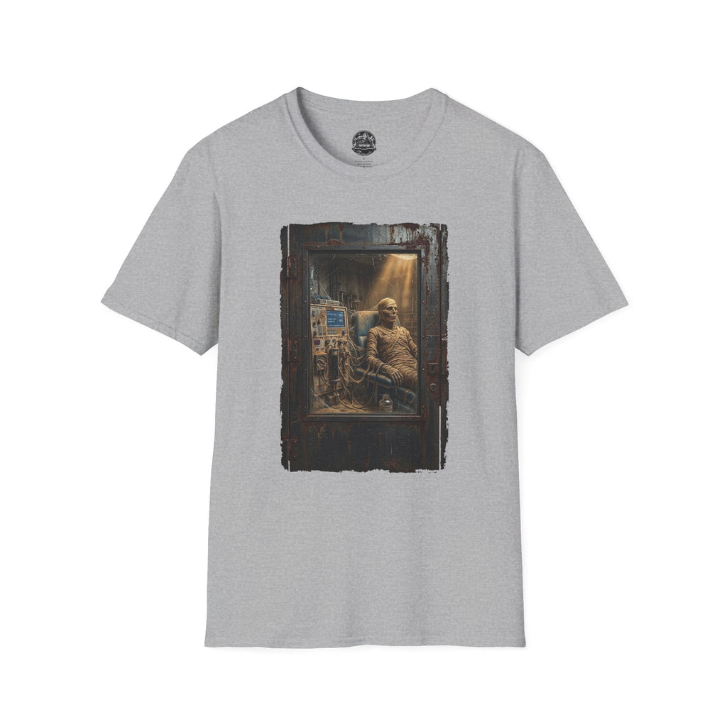 Horror Mummy Room Graphic T‑Shirt — Vintage Creepy Museum Scene Tee