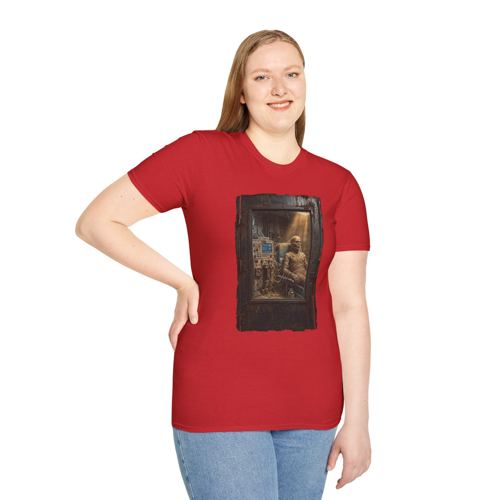 Horror Mummy Room Graphic T‑Shirt — Vintage Creepy Museum Scene Tee