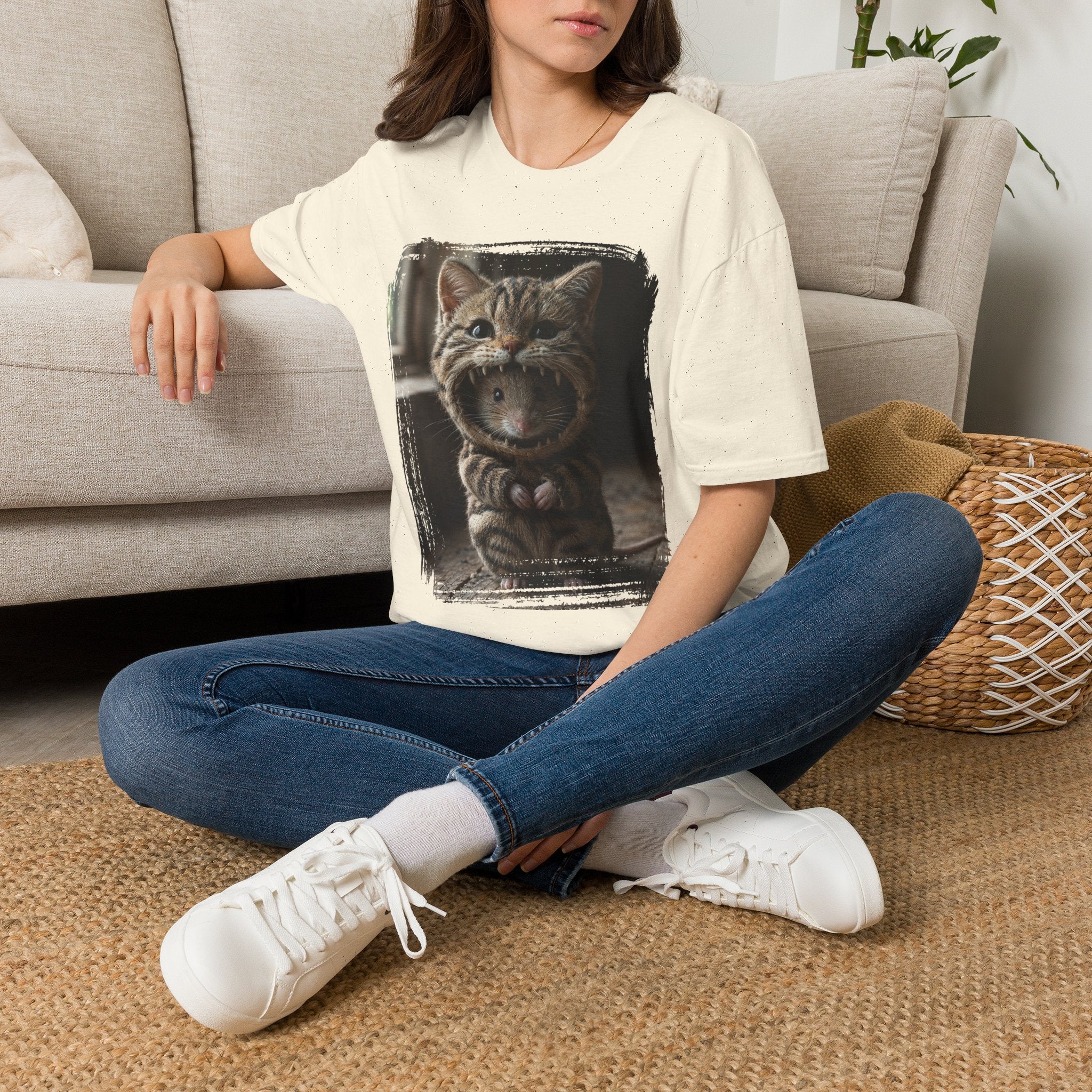 Cat Portrait T-Shirt — Cute Retro Tabby Face Print