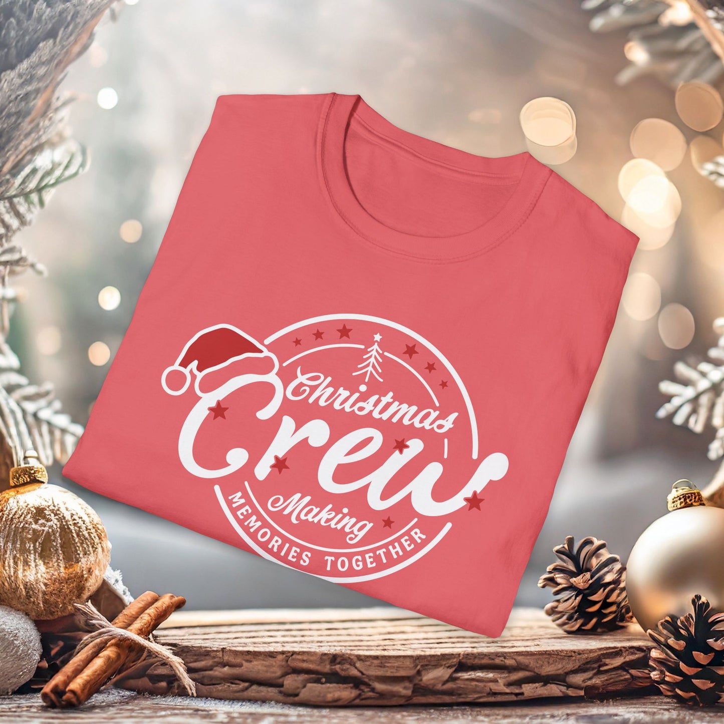 Christmas Crew Unisex T-Shirt | Making Memories Together and Santa Hat Design