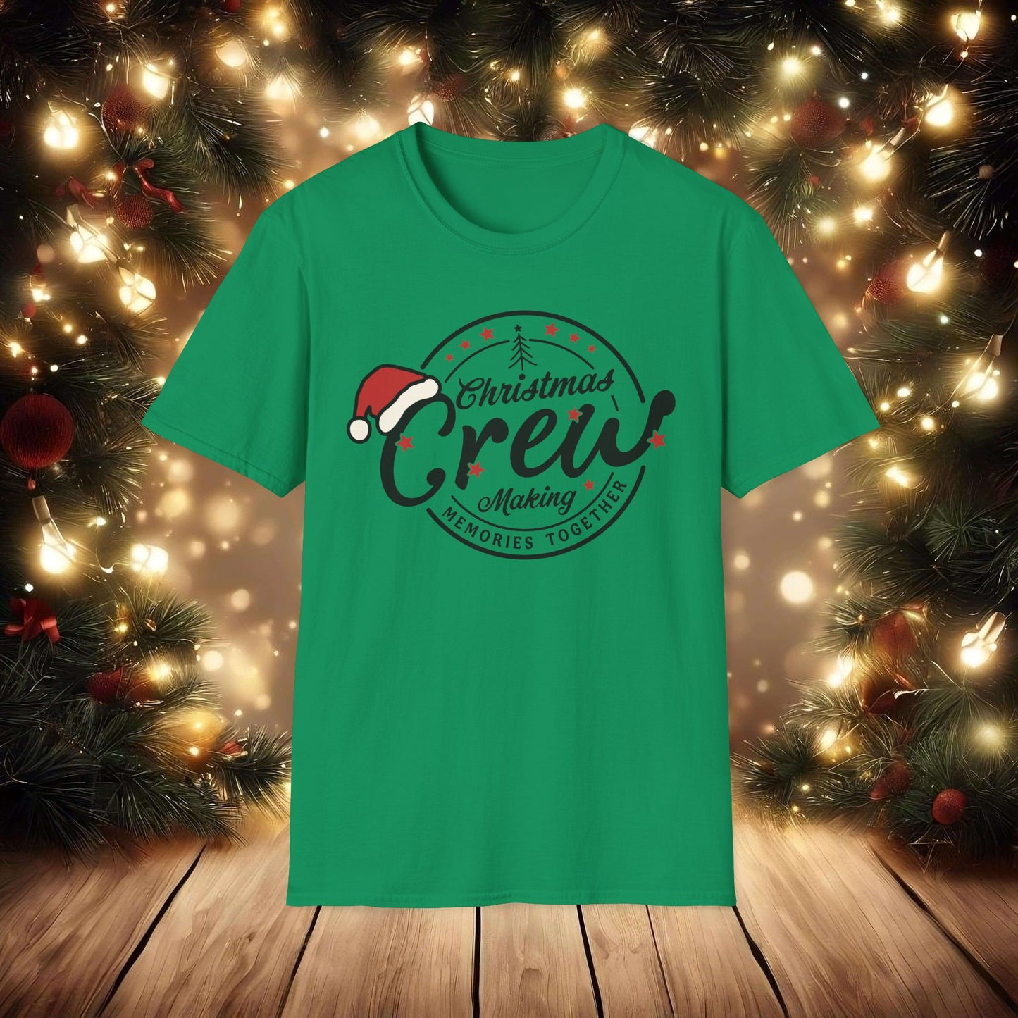 Christmas Crew Unisex T-Shirt | Making Memories Together and Santa Hat Design (Black Text)