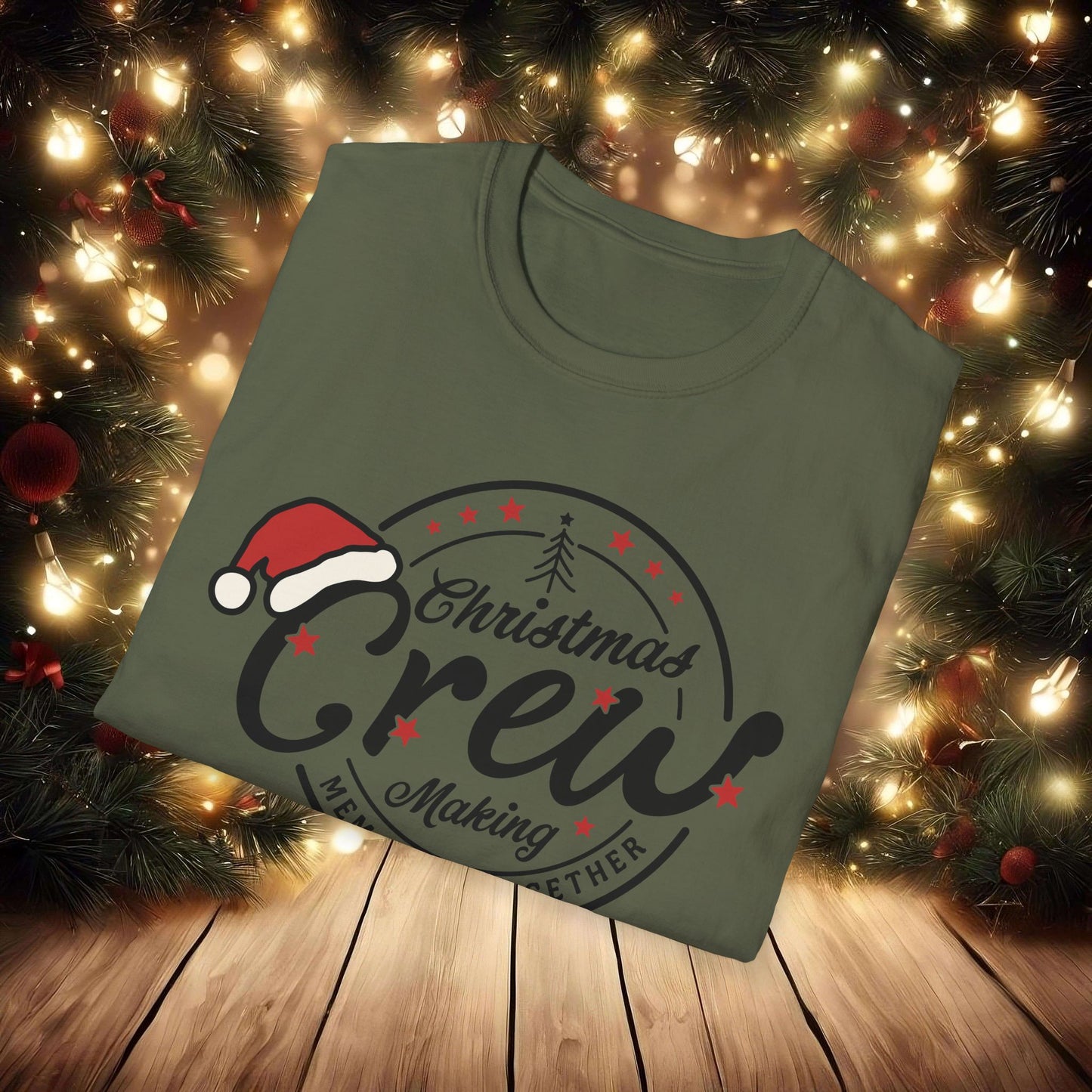 Christmas Crew Unisex T-Shirt | Making Memories Together and Santa Hat Design (Black Text)