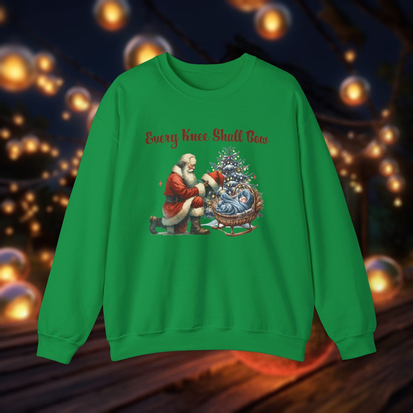 Saint Nicholas kneeling and paying homage to the Christ Child Sweatshirt - Every Knee Shall Bow