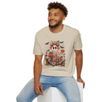 Patchwork Floral Ghost Halloween Shirt | Quilted Boho Ghost with Pumpkin and Bats