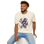 Cute Elephant on Bicycle T-Shirt — Whimsical Vintage Baby Elephant Graphic Tee