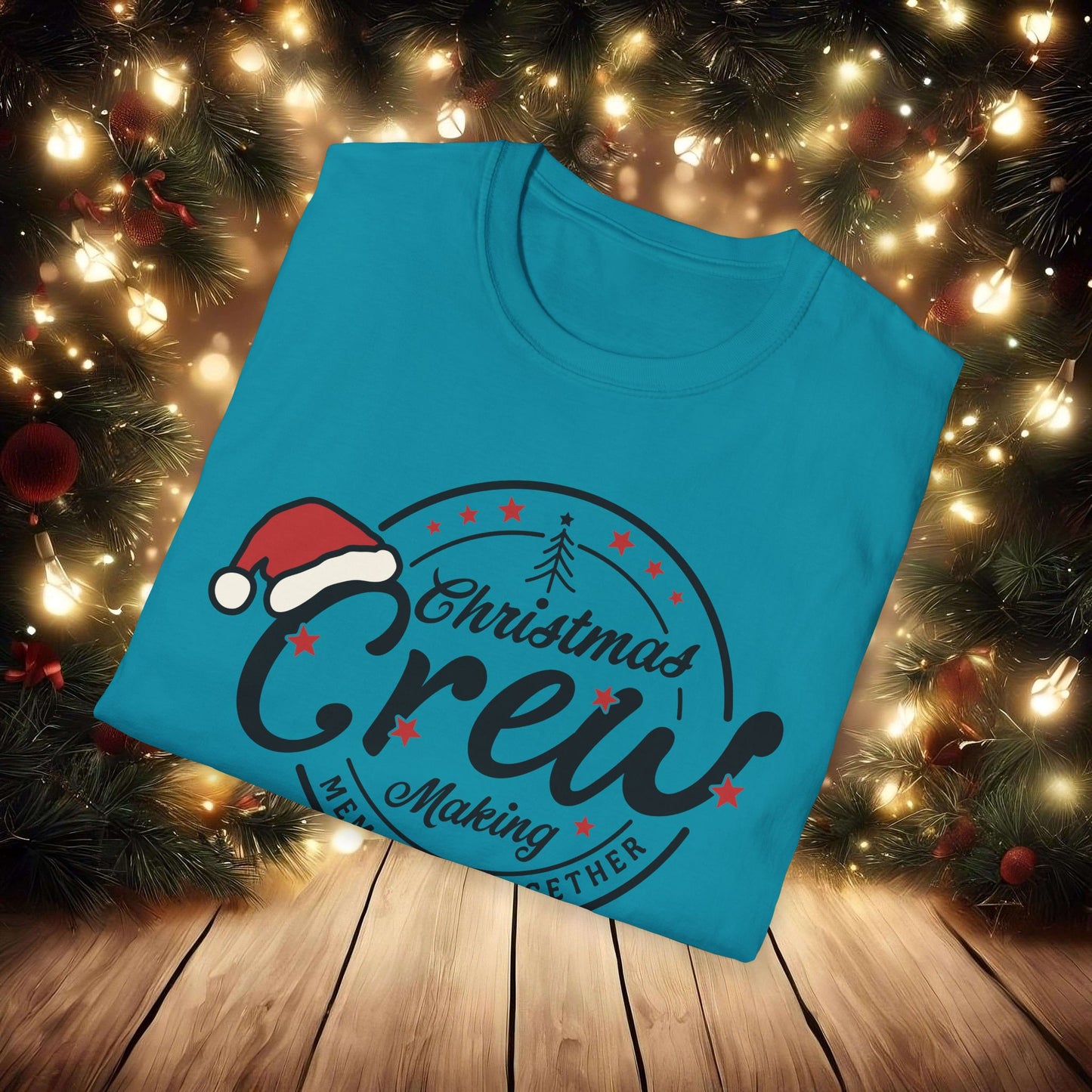 Christmas Crew Unisex T-Shirt | Making Memories Together and Santa Hat Design (Black Text)