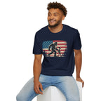 Bigfoot & Alien Patriotic T-Shirt — Distressed Flag Cryptid Design