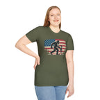 Bigfoot & Alien Patriotic T-Shirt — Distressed Flag Cryptid Design