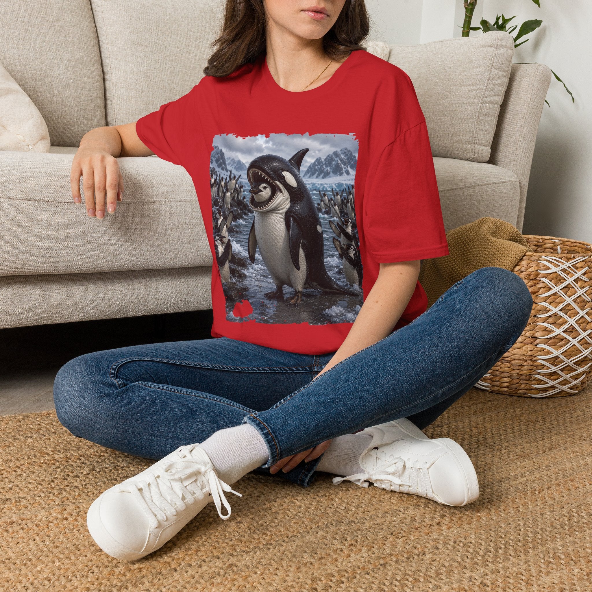 Orca & Penguin Graphic T‑Shirt — Cute Antarctic Wildlife Tee