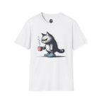Cat Coffee T-Shirt — Grumpy Cat Holding Mug Illustration