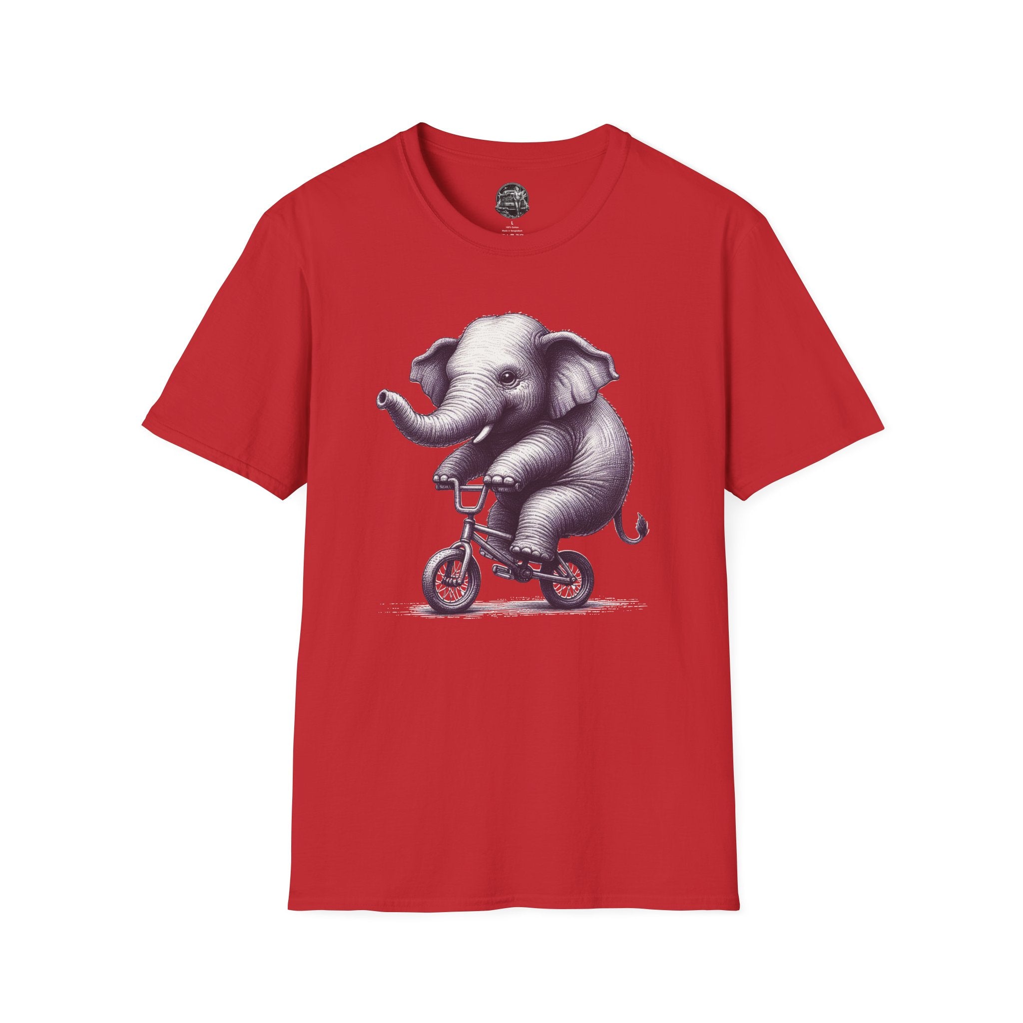 Cute Elephant on Bicycle T-Shirt — Whimsical Vintage Baby Elephant Graphic Tee
